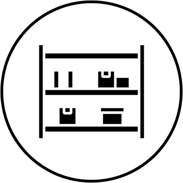 El icono vectorial de los estantes se puede utilizar para el conjunto de iconos de procesos industriales
