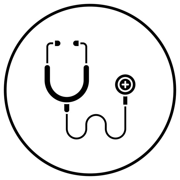 El icono vectorial del estetoscopio se puede utilizar para el conjunto de iconos de la farmacia