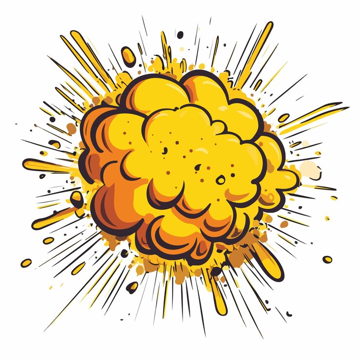 Vector icono vectorial de estilo pop art de explosión de color amarillo