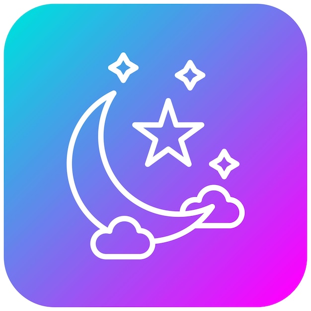 El icono vectorial de la estrella y la media luna se puede usar para el conjunto de iconos de Ramadán