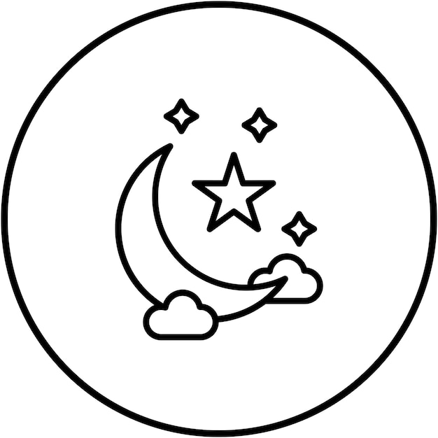 El icono vectorial de la estrella y la media luna se puede usar para el conjunto de iconos de Ramadán