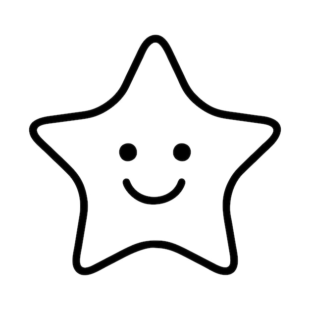 Icono vectorial de estrellas personaje de dibujos animados lindo emoticon sonriente libro de colorear de ilustraciones para niños