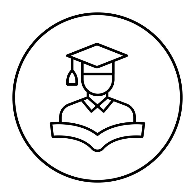 El icono vectorial del estudiante masculino se puede usar para el conjunto de iconos de educación en línea