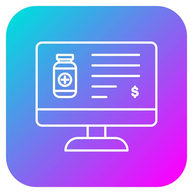 El icono vectorial de la farmacia en línea se puede utilizar para el conjunto de iconos de la farmacía