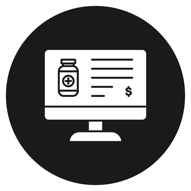 El icono vectorial de la farmacia en línea se puede utilizar para el conjunto de iconos de la farmacía