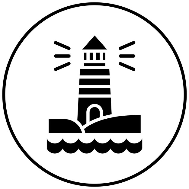 El icono vectorial del faro se puede usar para el iconset del océano