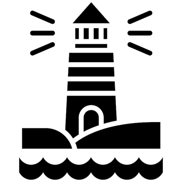 El icono vectorial del faro se puede usar para el iconset del océano