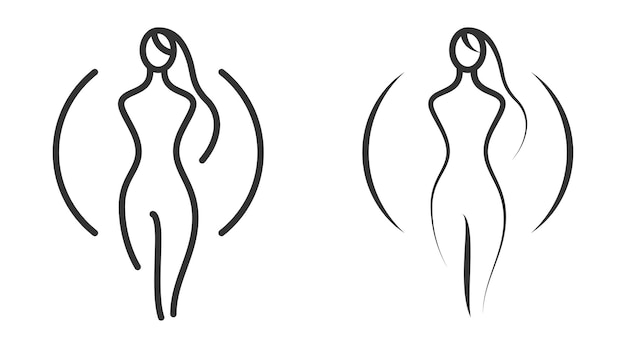 Icono vectorial de una figura femenina estilizada que representa el bienestar, la belleza o la salud Adecuado para temas de fitness y estilo de vida de spa