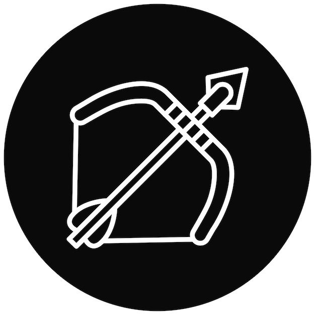 Y el icono vectorial de la flecha del arco se puede usar para el conjunto de iconos de disparo