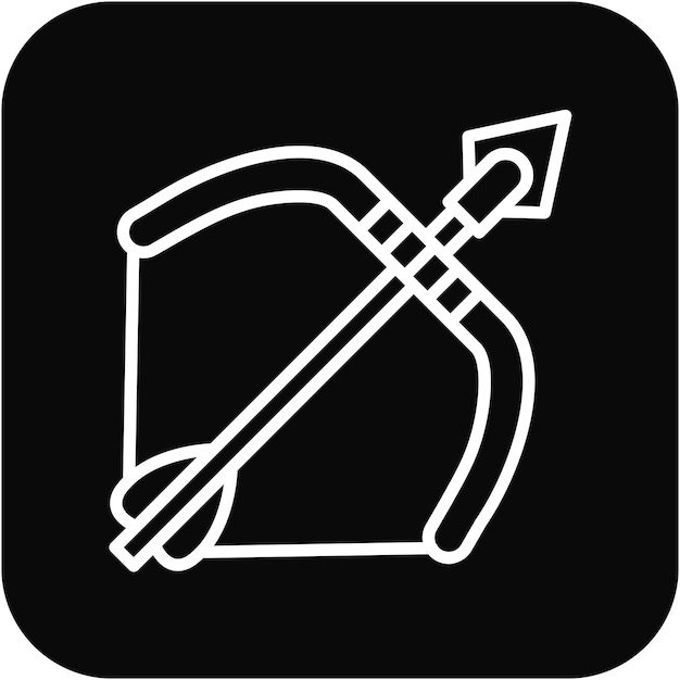 Y el icono vectorial de la flecha del arco se puede usar para el conjunto de iconos de disparo