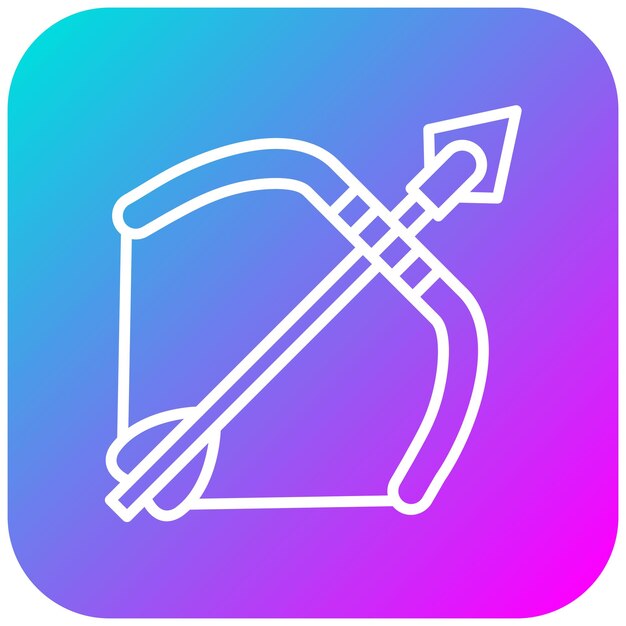 Y el icono vectorial de la flecha del arco se puede usar para el conjunto de iconos de disparo