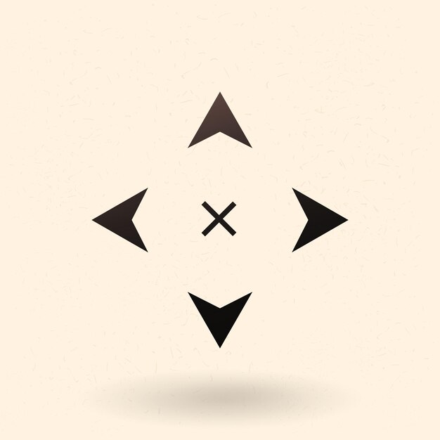 Icono vectorial Flechas de cuatro vías Cruz de flechas