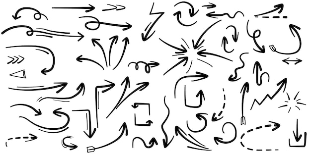 icono vectorial de flechas dibujado a mano aislado sobre fondo blanco