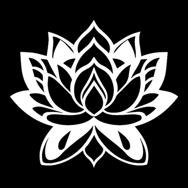 Vector icono vectorial de la flor de loto icono vectorial de la flor de loto blanco y negro