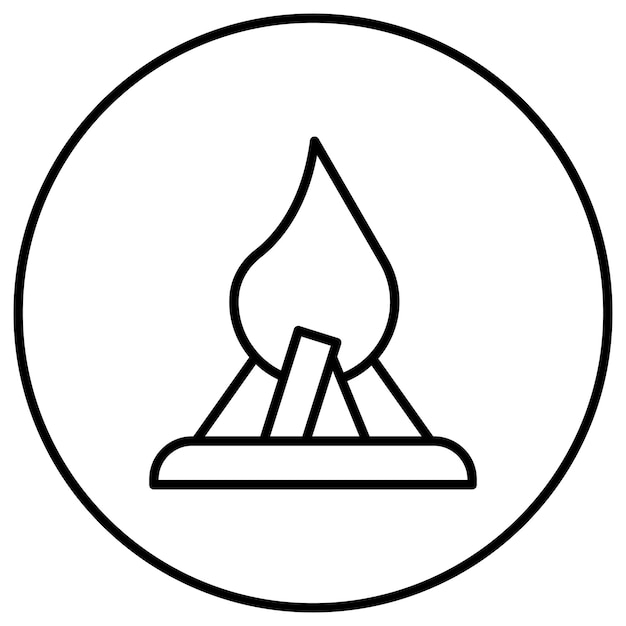 El icono vectorial de la fogata se puede usar para el conjunto de iconos de entretenimiento