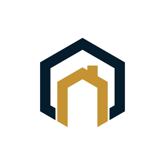 Icono vectorial de forma hexagonal de la casa plantilla de logotipo de la casa abstracta