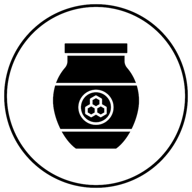 El icono vectorial del frasco de miel se puede usar para el conjunto de iconos de la mañana y el desayuno