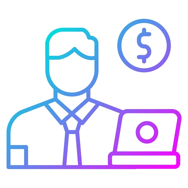 El icono vectorial de freelance masculino se puede usar para el conjunto de iconos de negocios basados en el hogar