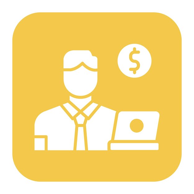 El icono vectorial de freelance masculino se puede usar para el conjunto de iconos de negocios basados en el hogar