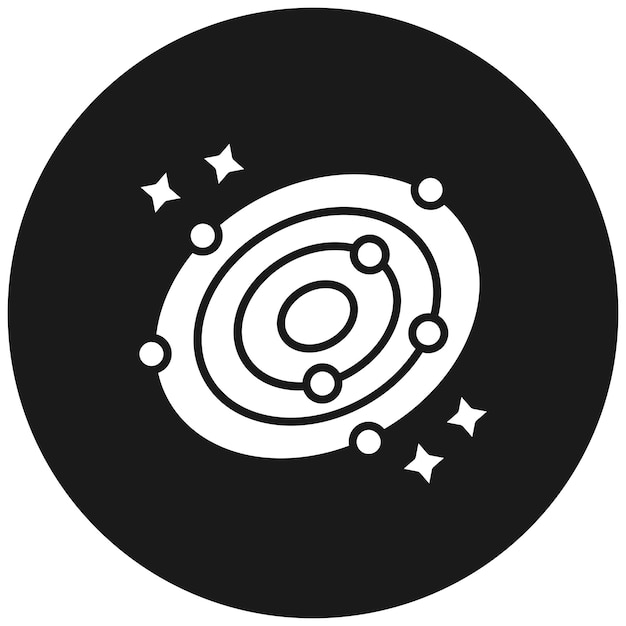 El icono vectorial de la galaxia se puede usar para el conjunto de iconos de tecnología espacial