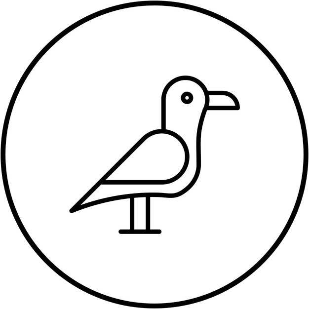 El icono vectorial de la gaviota se puede utilizar para el conjunto de iconos de la línea costera