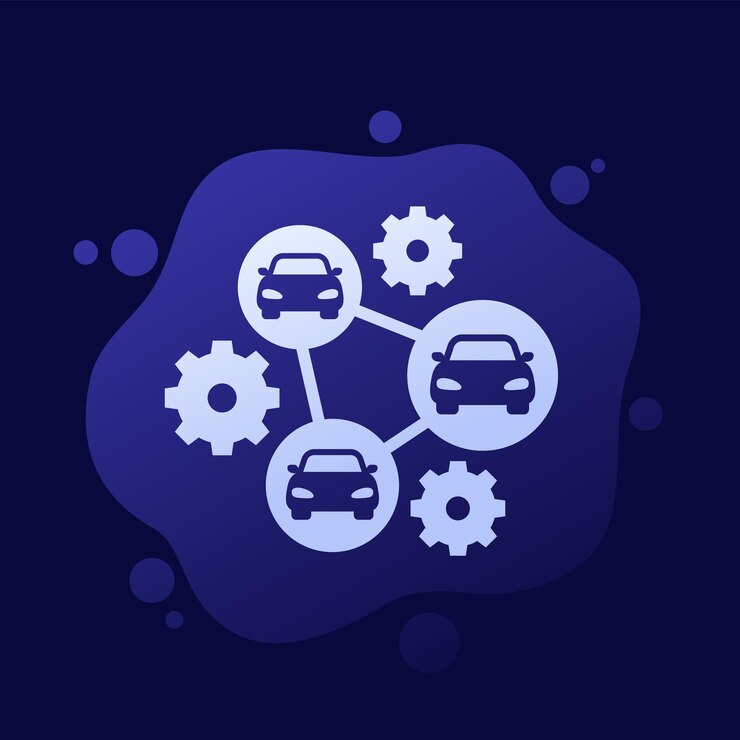 Vector icono vectorial de gestión de la flota con automóviles