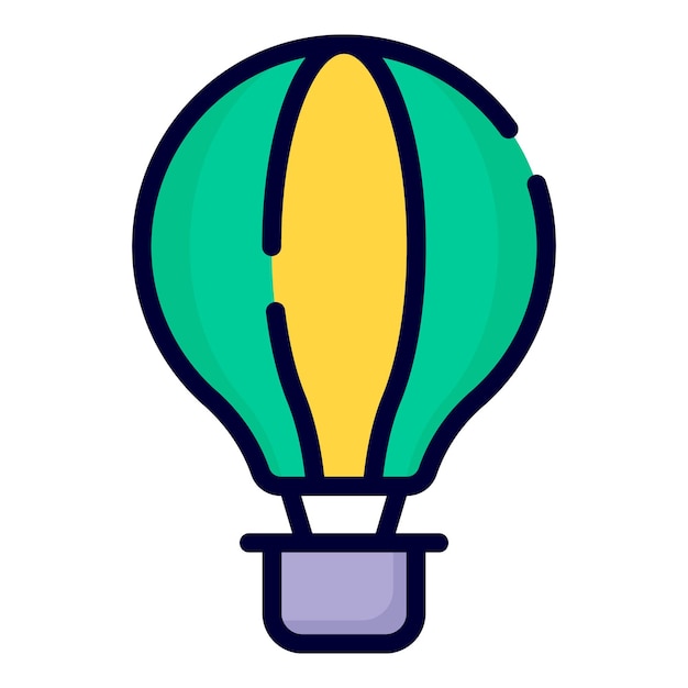 icono vectorial de globo de aire caliente estilo de contorno coloreado para Web y Mobile