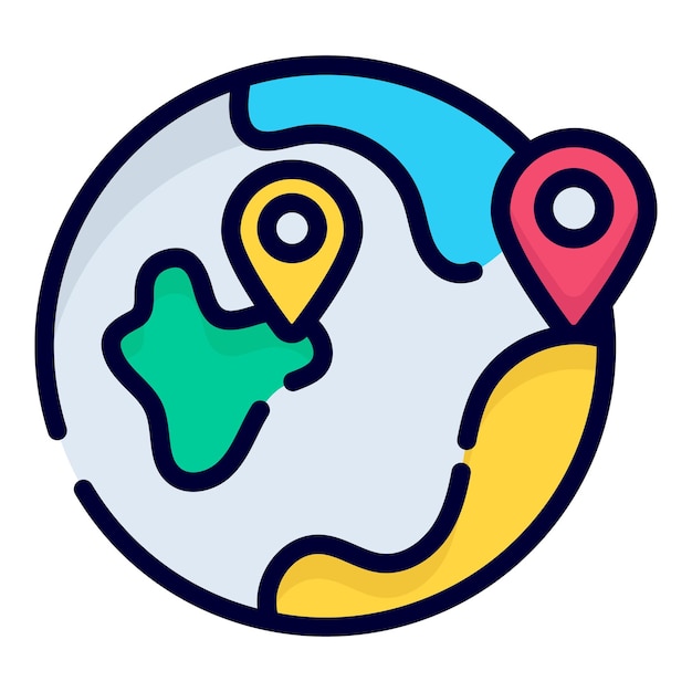 icono vectorial del globo mundial estilo de contorno coloreado para Web y Mobile