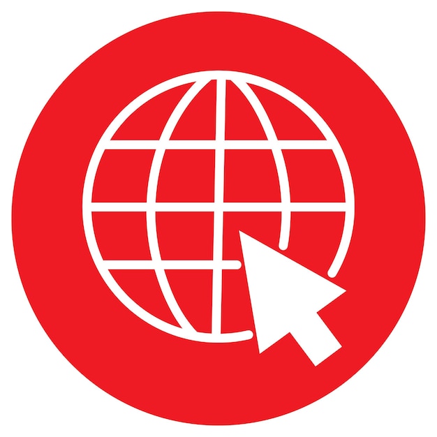 Icono vectorial del globo en símbolo rojo