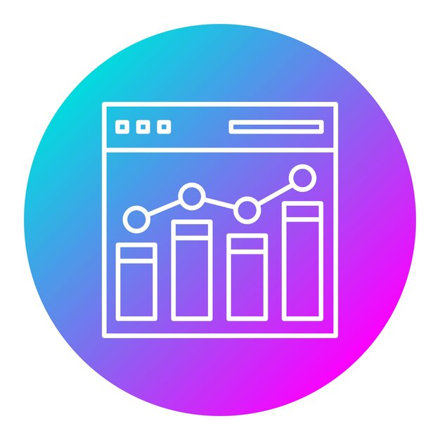 El icono vectorial del gráfico de barras del sitio web se puede utilizar para el conjunto de iconos SEO y SEM