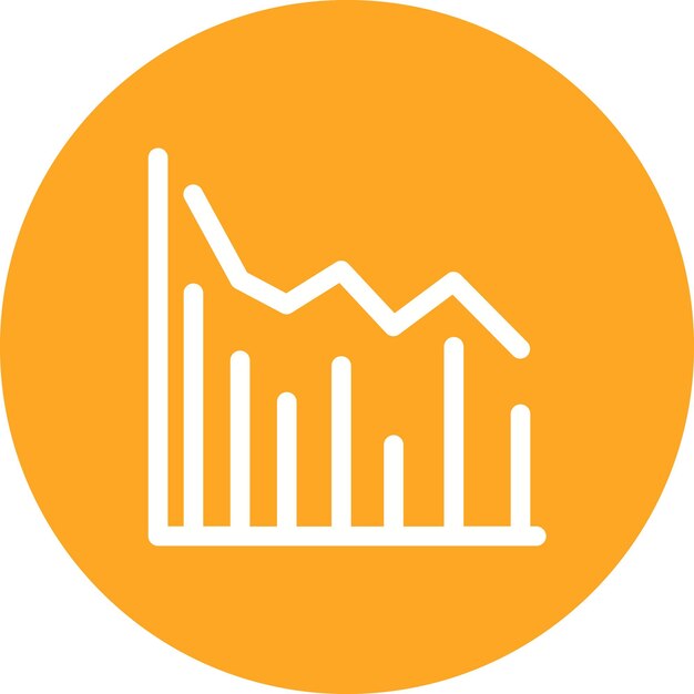 El icono vectorial del gráfico de línea declinante se puede utilizar para el conjunto de iconos de infografías