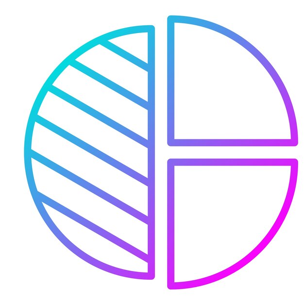 El icono vectorial del gráfico de la mitad del pastel se puede usar para el conjunto de iconos de infografías