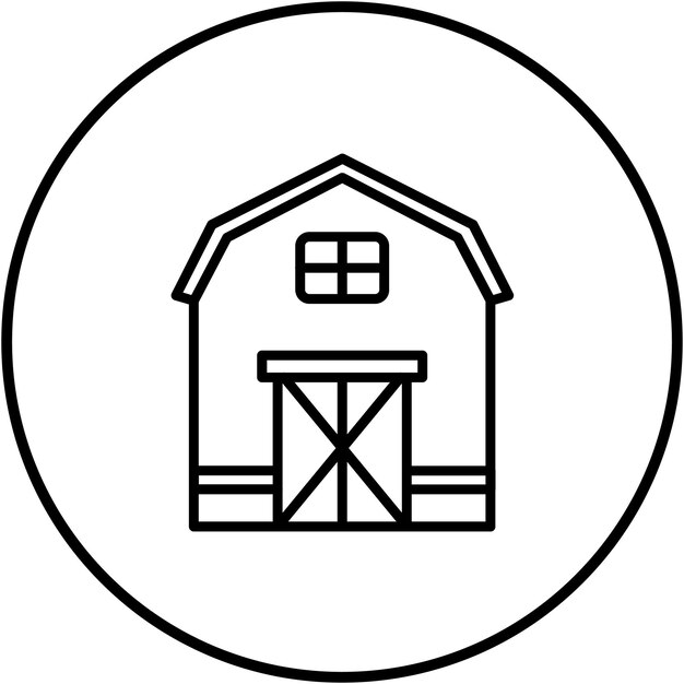 El icono vectorial del granero se puede utilizar para el conjunto de iconos del tipo de casas