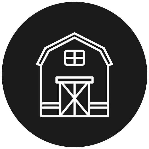 El icono vectorial del granero se puede utilizar para el conjunto de iconos del tipo de casas