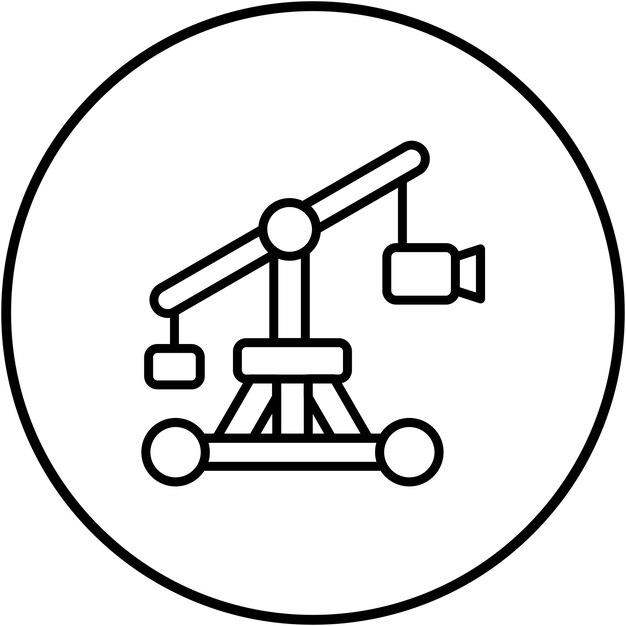 El icono vectorial de la grúa de la cámara se puede utilizar para el conjunto de iconos de producción de video