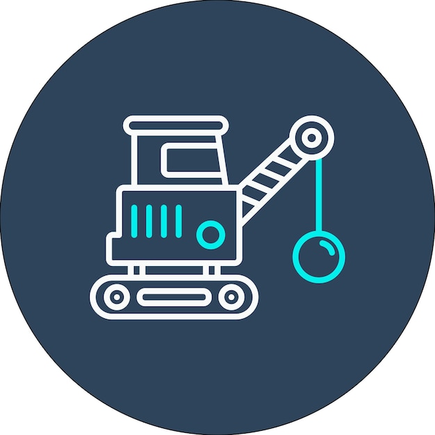 El icono vectorial de la grúa de demolición se puede utilizar para el conjunto de iconos de herramientas de construcción