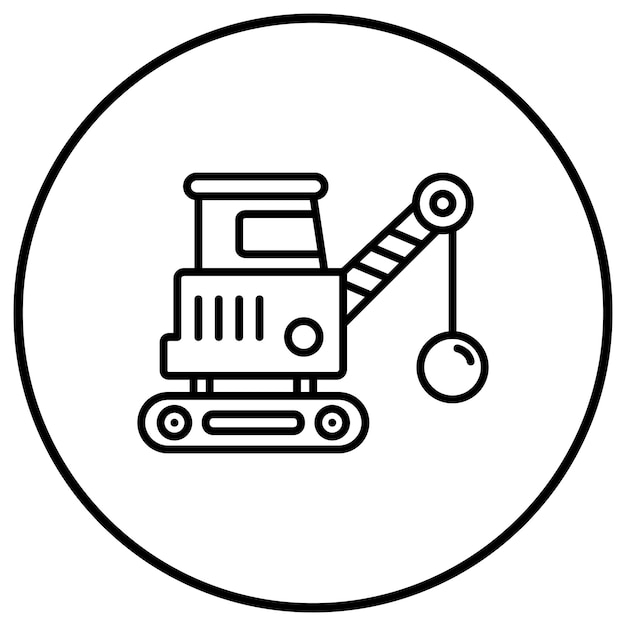 El icono vectorial de la grúa de demolición se puede utilizar para el conjunto de iconos de herramientas de construcción