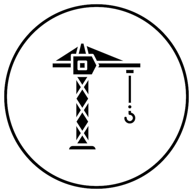 El icono vectorial de la grúa de la torre se puede utilizar para el conjunto de iconos de herramientas de construcción