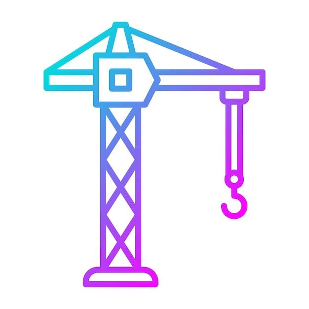 El icono vectorial de la grúa de la torre se puede utilizar para el conjunto de iconos de herramientas de construcción