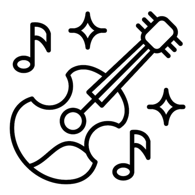 El icono vectorial de la guitarra se puede usar para el conjunto de iconos de instrumentos