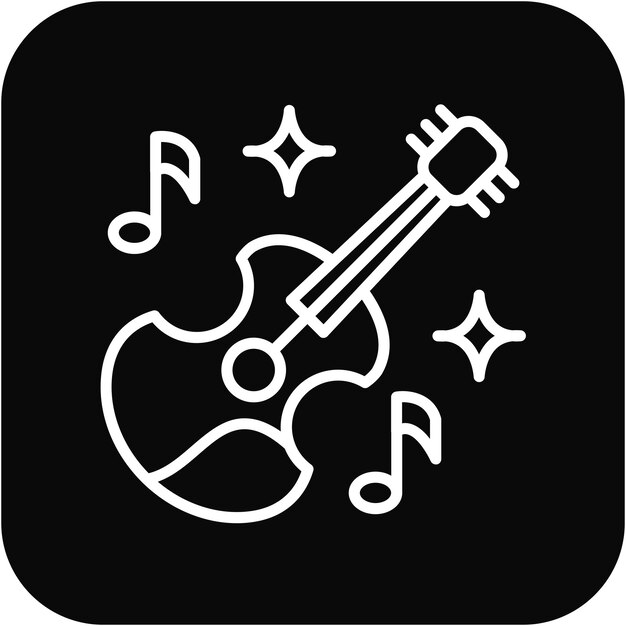 El icono vectorial de la guitarra se puede usar para el conjunto de iconos de instrumentos