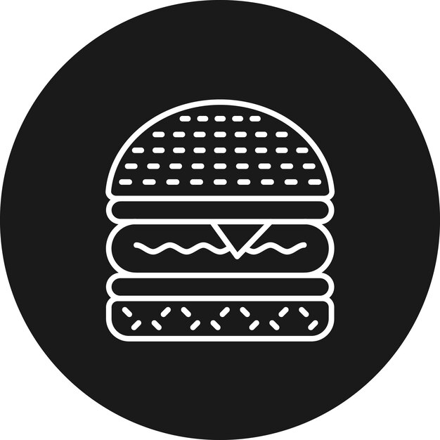 El icono vectorial de la hamburguesa se puede usar para el conjunto de iconos del restaurante