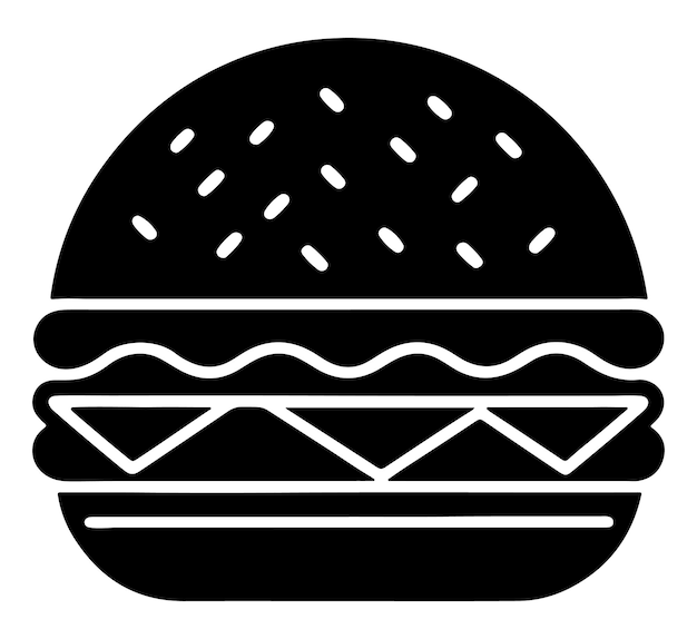 Icono vectorial de hamburguesa setburger signo y símbolo hamburguesa en color blanco y negro sólido