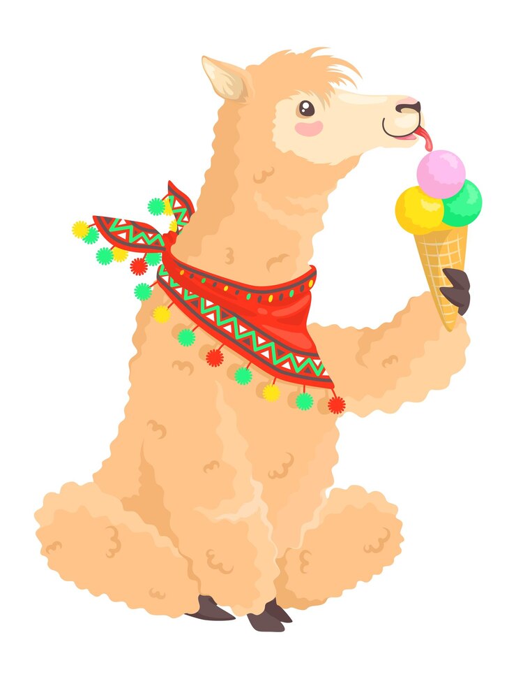 Vector el icono vectorial de helado con fugas de la linda llama alpaca