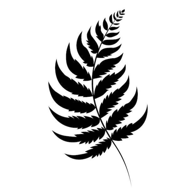 Icono vectorial de helecho negro sobre fondo blanco