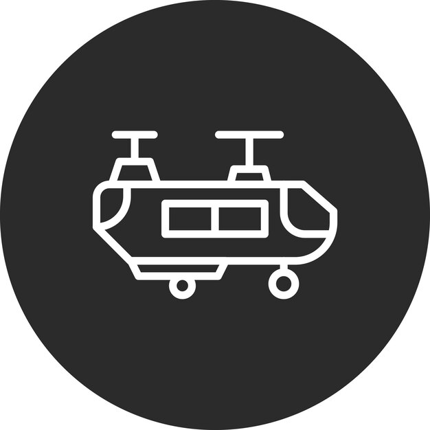El icono vectorial del helicóptero del ejército ilustra el icono del icono militar