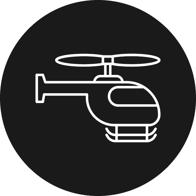 El icono vectorial del helicóptero se puede utilizar para el conjunto de iconos de transporte