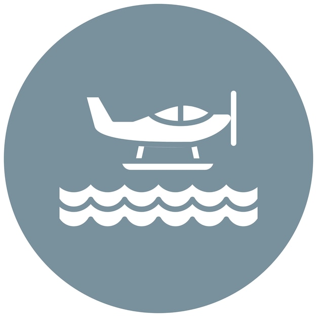 El icono vectorial de hidroavión se puede utilizar para el conjunto de iconos de la línea costera