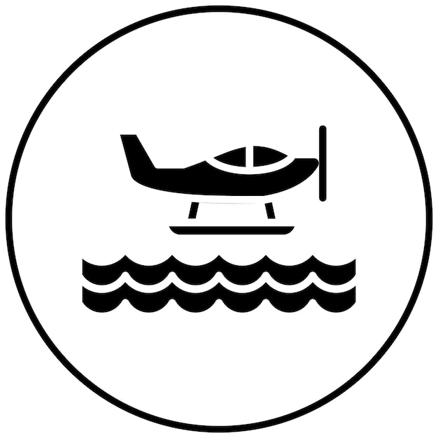 El icono vectorial de hidroavión se puede utilizar para el conjunto de iconos de la línea costera