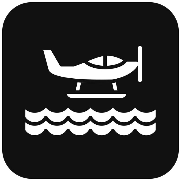 El icono vectorial de hidroavión se puede utilizar para el conjunto de iconos de la línea costera